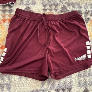 Women's Soccer Slammers Athletic Shorts - Burgundy and White set of 2 Size M